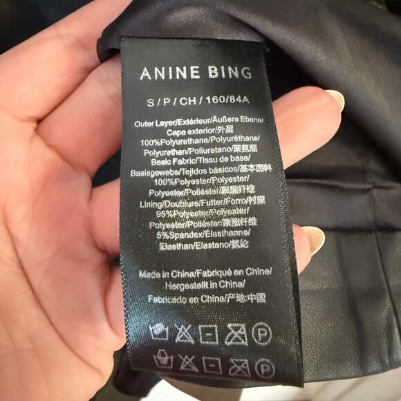 Anine Bing Joey Dress Faux Leather Wrap Mini Black Size Small NEW - Picture 9 of 9